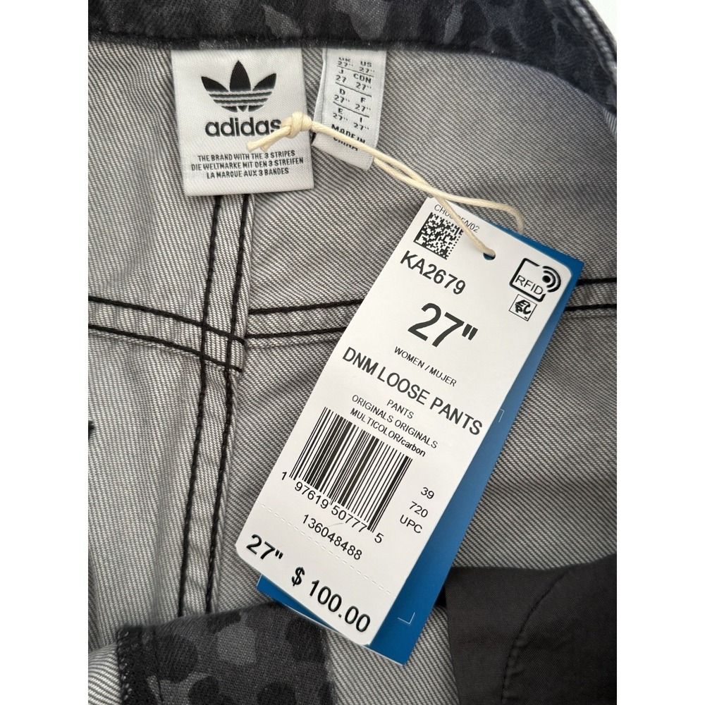 Adidas Leopard Animal Print Wide Leg Pants Denim Jeans KA2679 Women Size 27 RARE - Picture 5 of 12